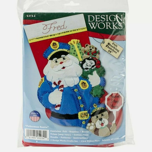 Design Works Felt Policeman Stocking Applique Kit - Picture 1 of 3